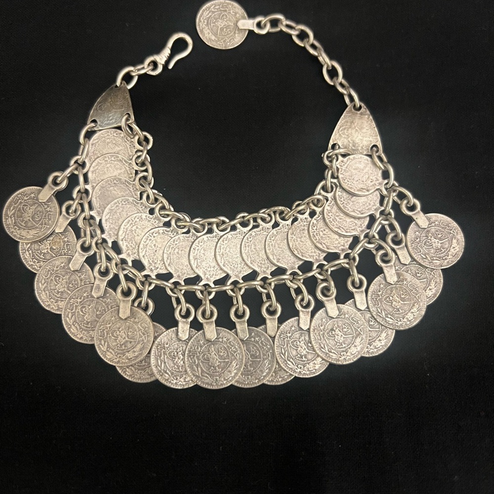 Vintage Silver Coin Charm Bracelet